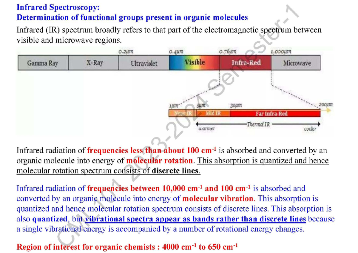 CML101 - Lecture Notes on IR Spectroscopy in Organic Chemistry - Studocu