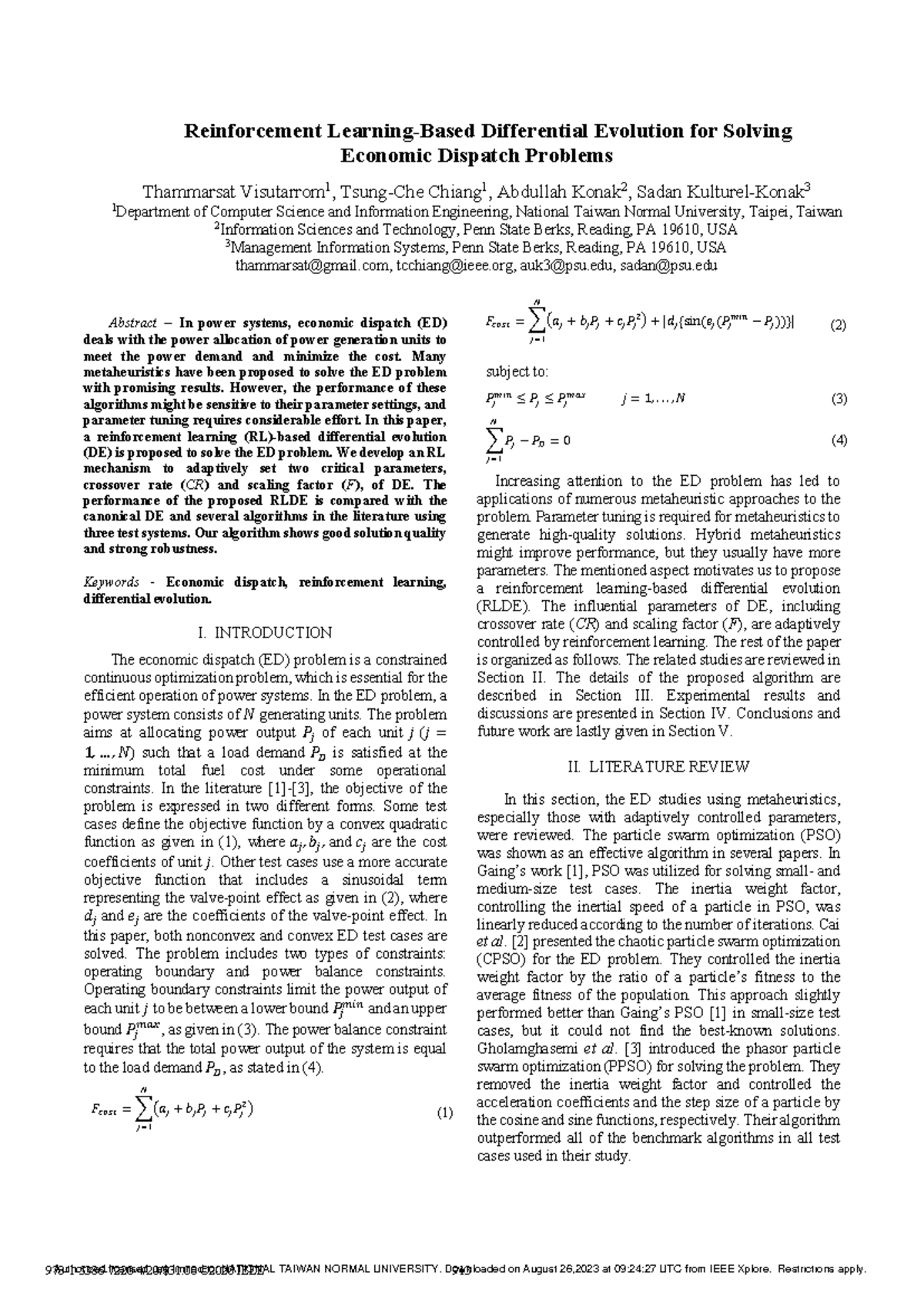 Reinforcement Learning-Based Differential Evolution for Solving ...