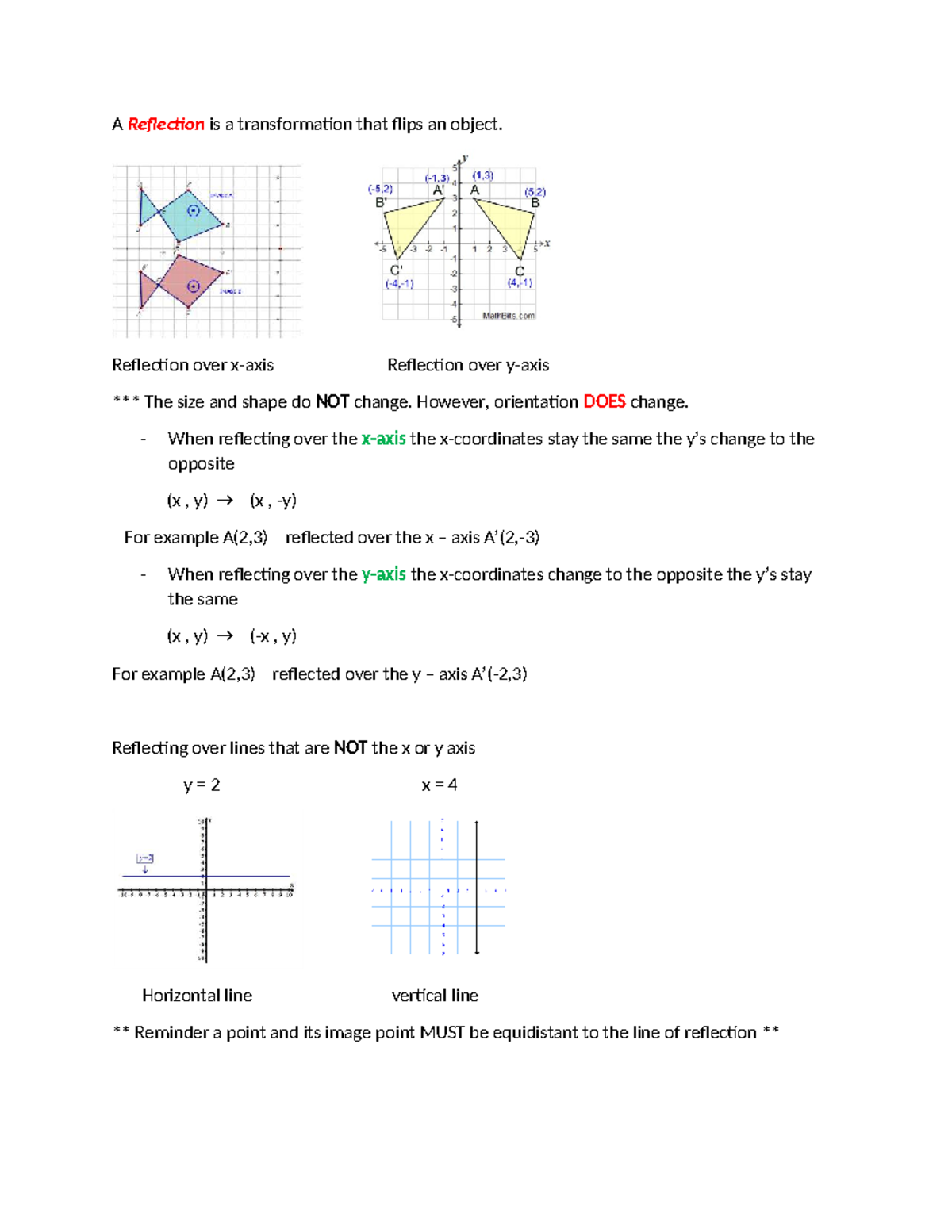 Reflection Techniques in Coordinate Geometry: Transformations ...