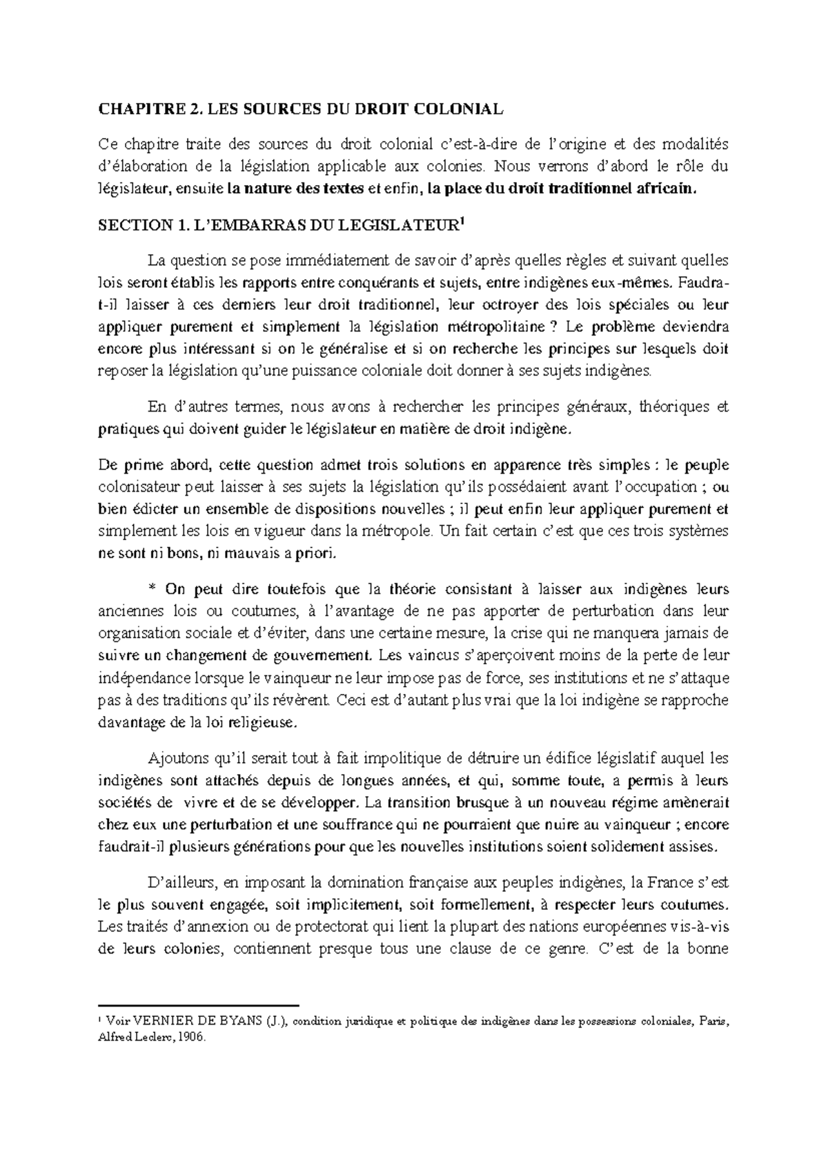 Chapitre 2 : Sources du Droit Colonial - Rôle et Évolution des ...