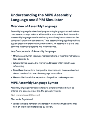 Computer Architecture & MIPS Assembly Language Overview - Comprehensive ...