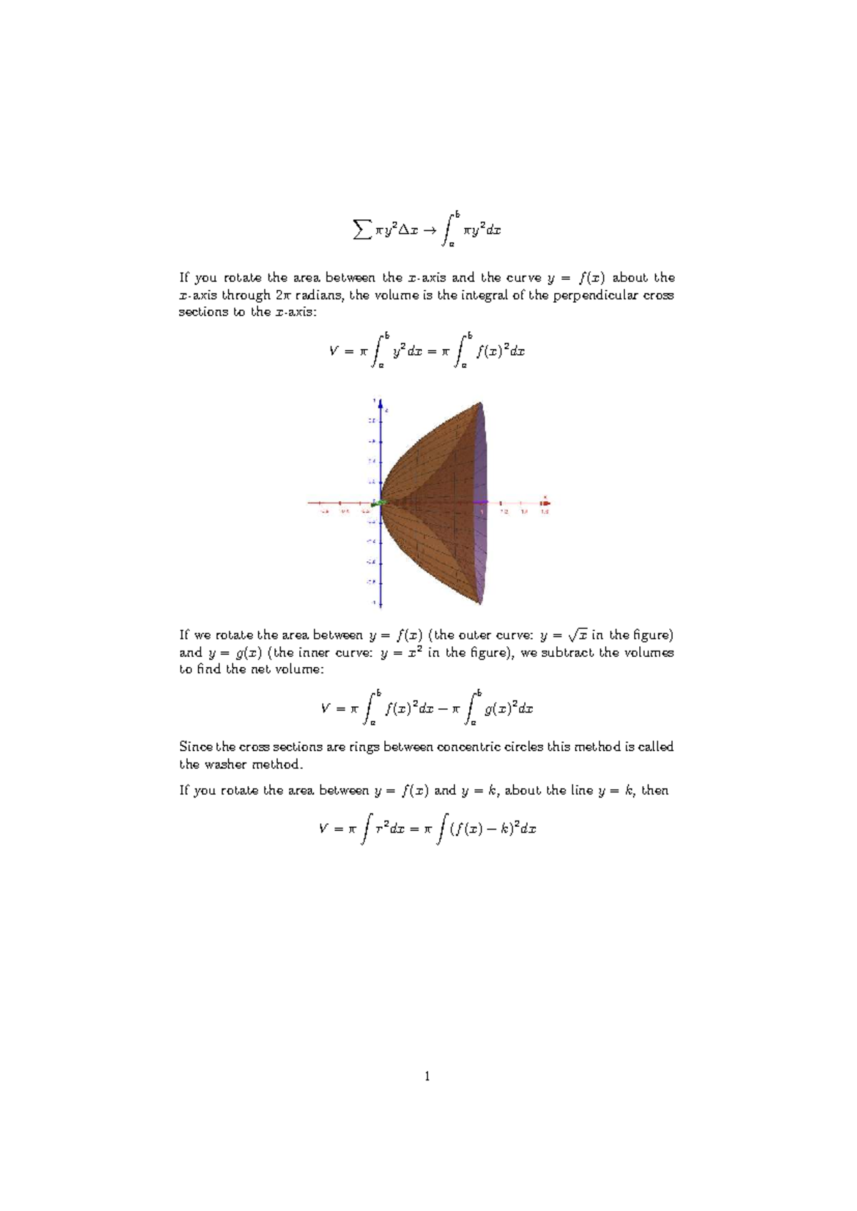 Calculus BC Lecture Notes on Volume of Revolution Techniques - Studocu