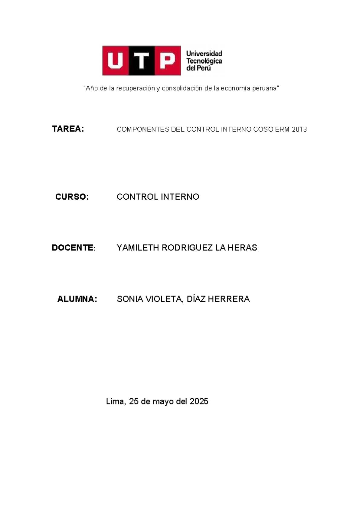 Microtarea: Componentes del Control Interno COSO ERM 2013 - Studocu