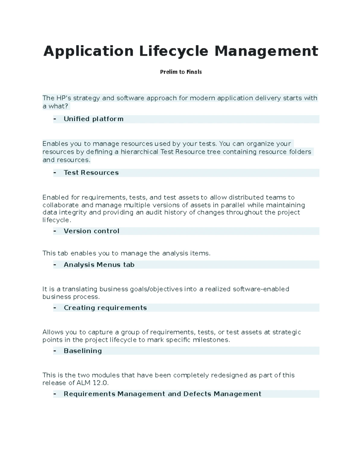 UGRD-CS6302 Prelim Quiz 1: Application Lifecycle Management Insights ...