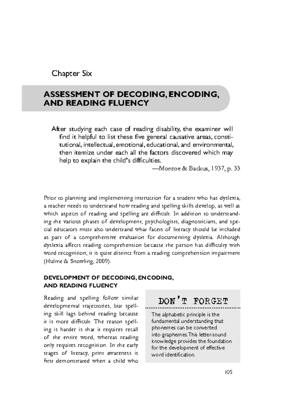 Chapter 6: Assessment of Decoding, Encoding, and Reading Fluency in ...