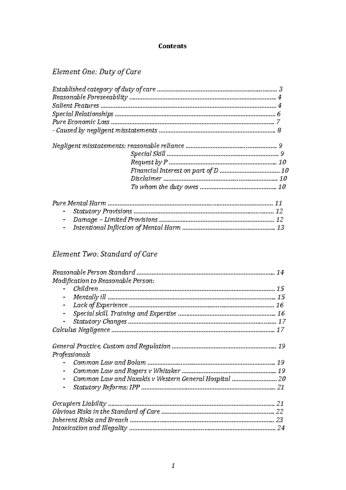 Torts 101: Essential Exam Notes for Negligence and Duty of Care - Studocu