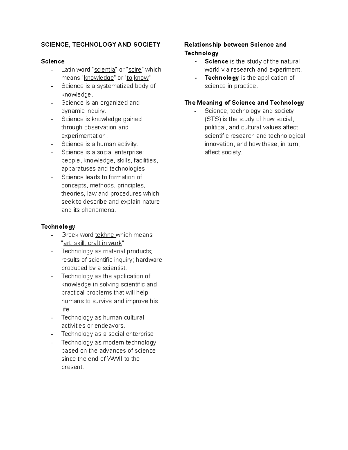 [STS] Lesson 1: Understanding Science, Technology, and Society - Studocu