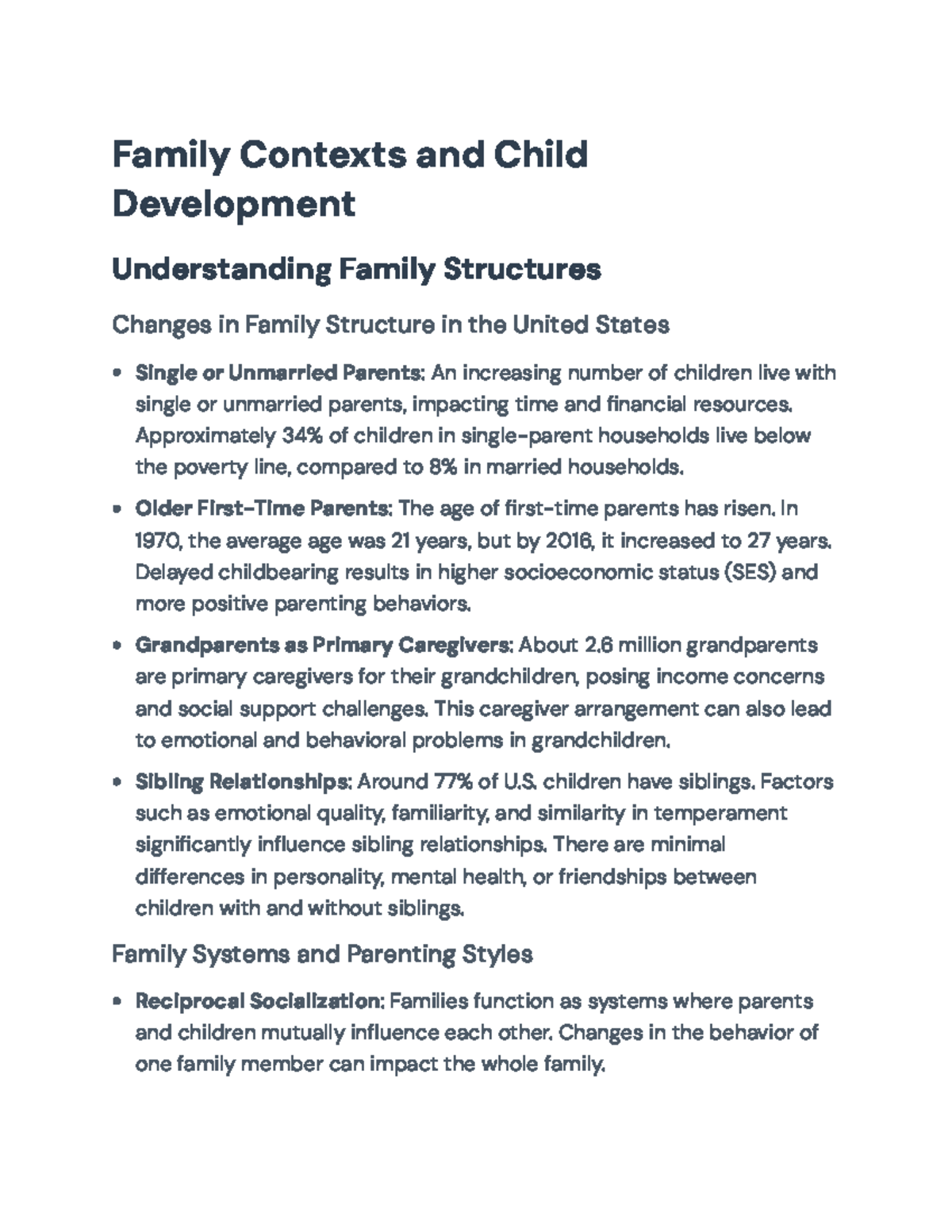 Comprehensive Overview of Family Dynamics and Child Development Factors ...