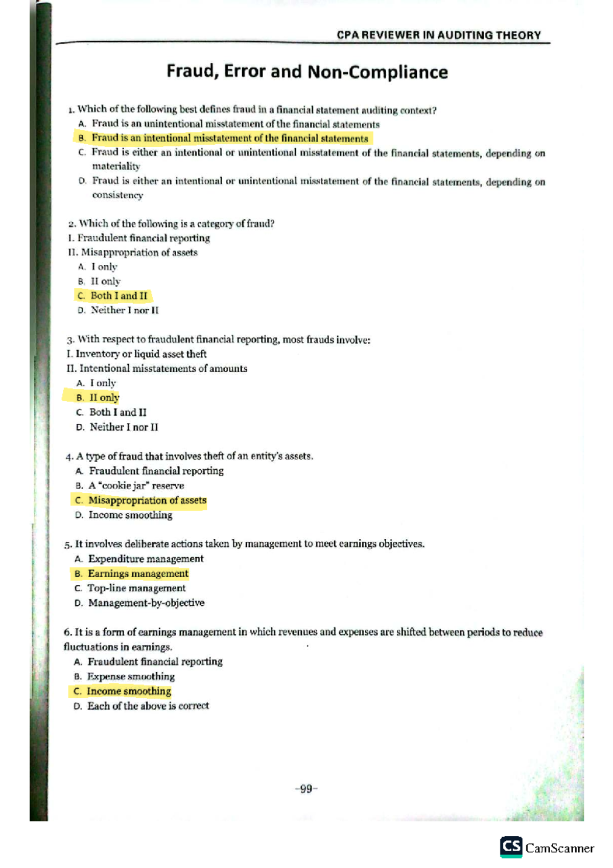 CPA REVIEWER IN AUDITING THEORY: Fraud, Error, and Non-compliance ...