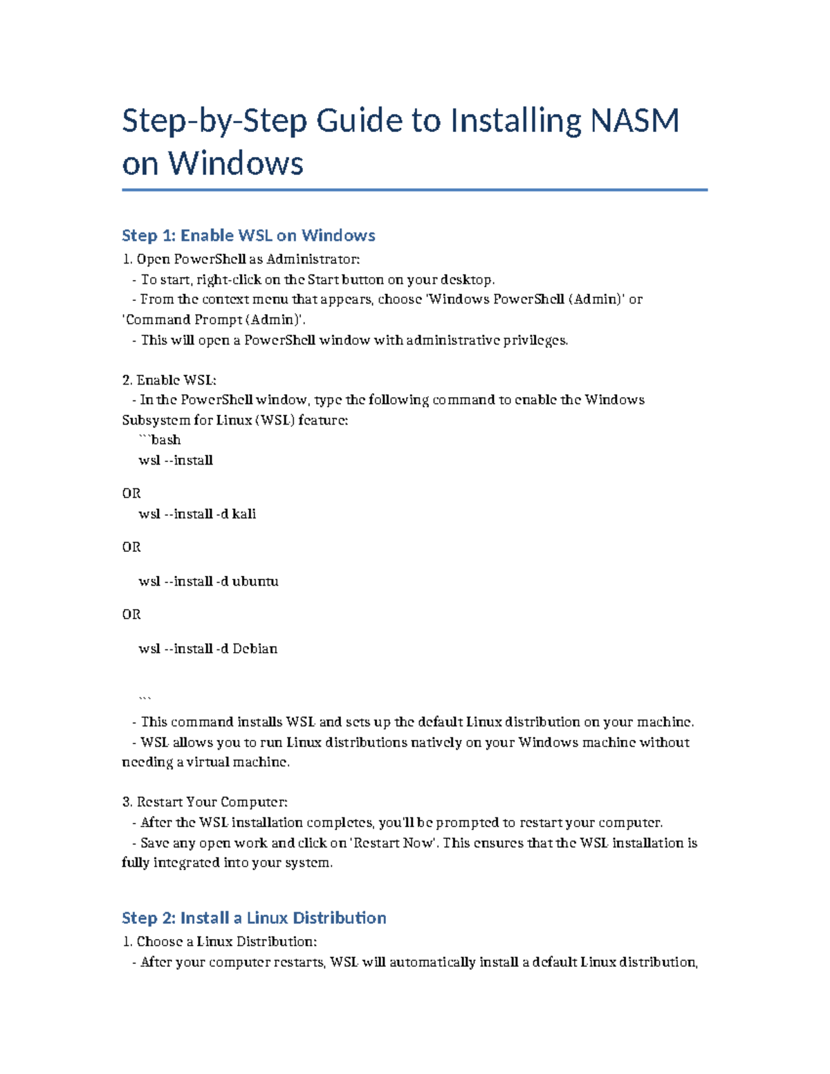 T3 NASM Installation Guide for Windows: Step-by-Step Instructions - Studocu