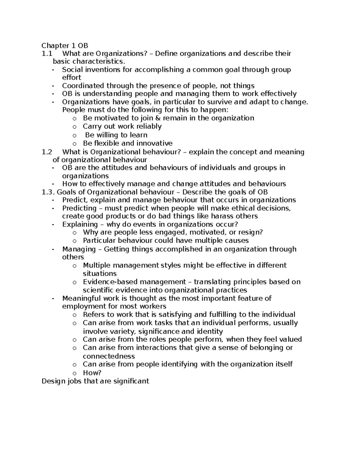 Chapter 1: Understanding Organizational Behavior (OB) Principles - Studocu
