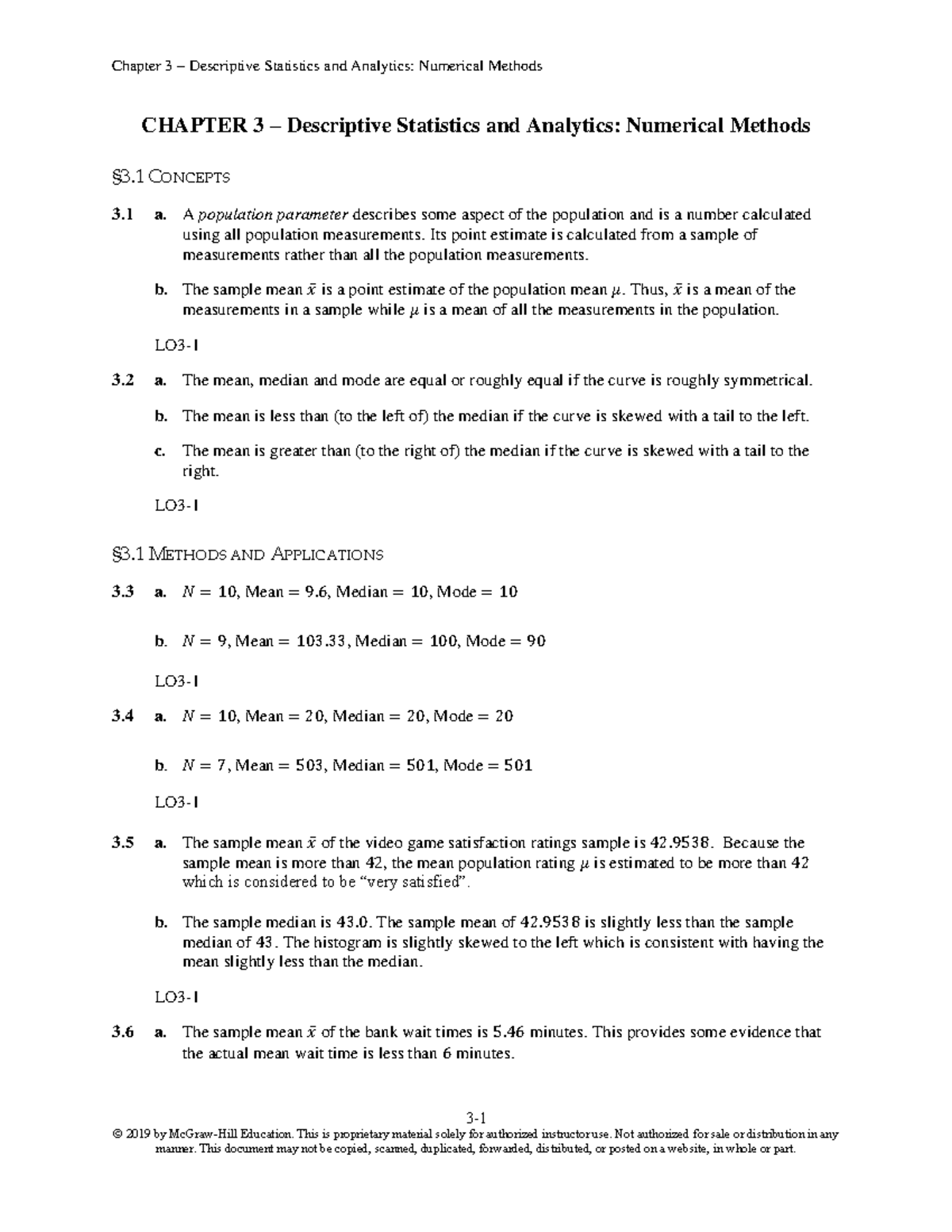 Chapter 3 Answers: Descriptive Statistics & Analytics (Course Code: LO3 ...