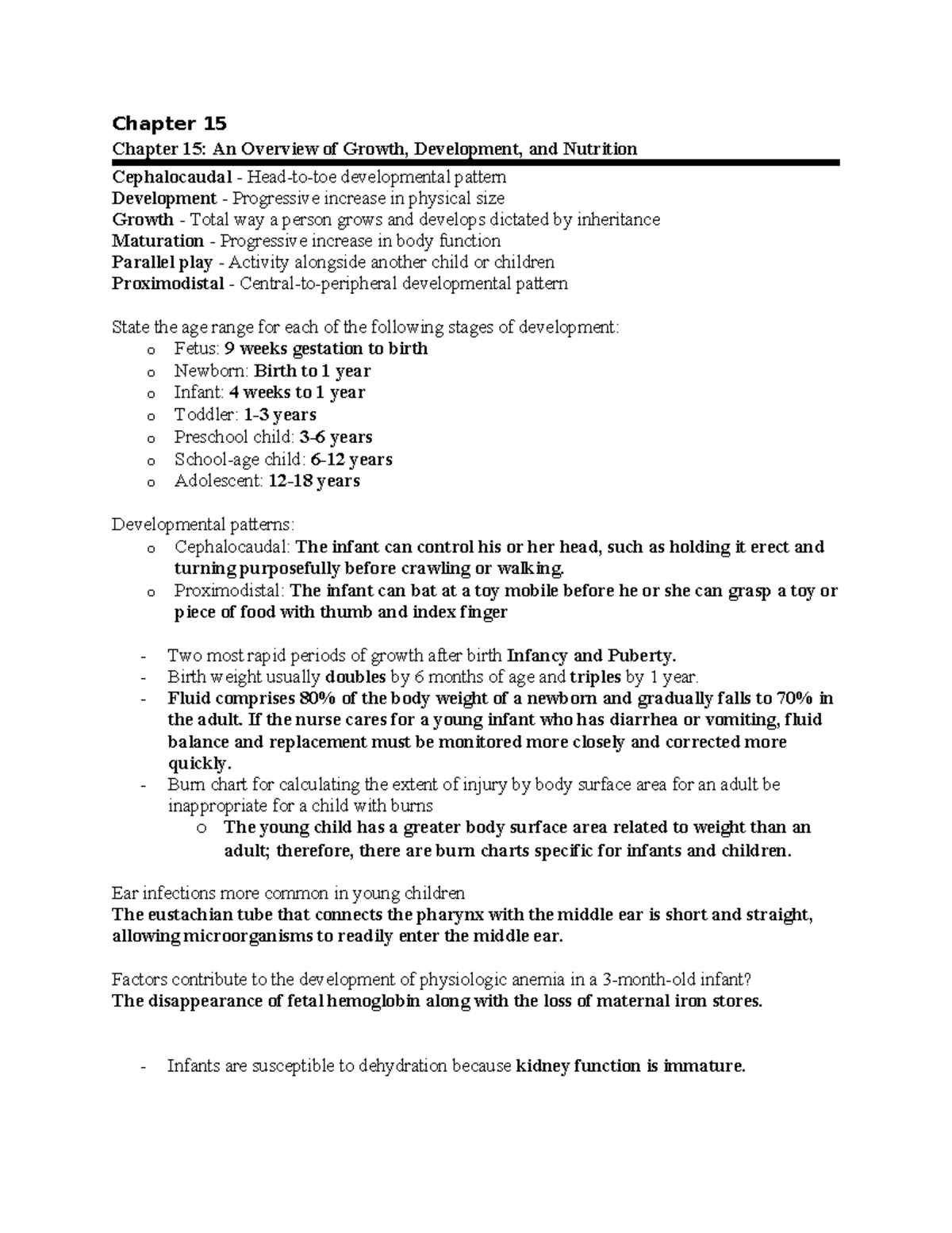 Exam 3 OB: Growth, Development, and Nutrition Overview Notes - Studocu