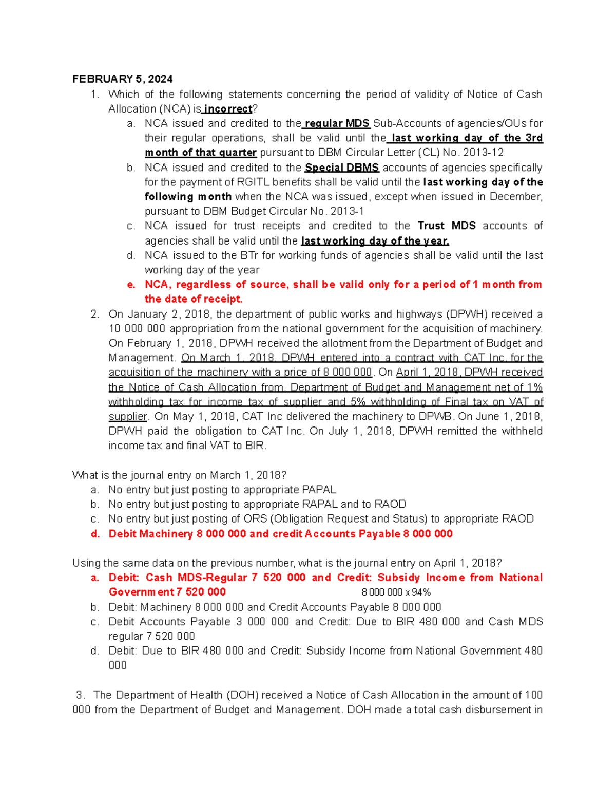 ACC 11: Notice of Cash Allocation & Journal Entries Review - Studocu