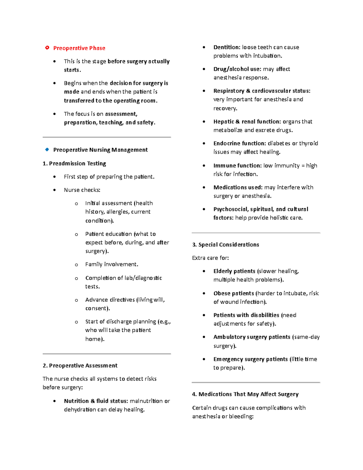 Preoperative Nursing Management: Key Considerations for Surgery - Studocu