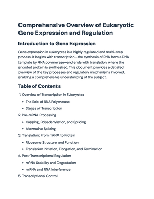 Comprehensive Study Guide on Eukaryotic Transcription & Gene Expression ...