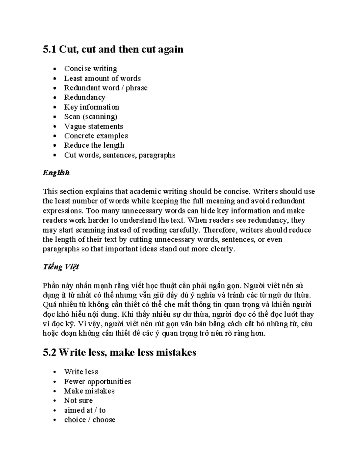 5.1-5.5 Concise Writing Techniques for Academic Success - Studocu