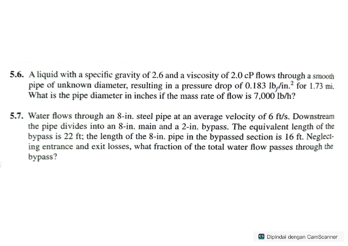 Fluid Mechanics: Pipe Flow Analysis and Diameter Calculation - Studocu