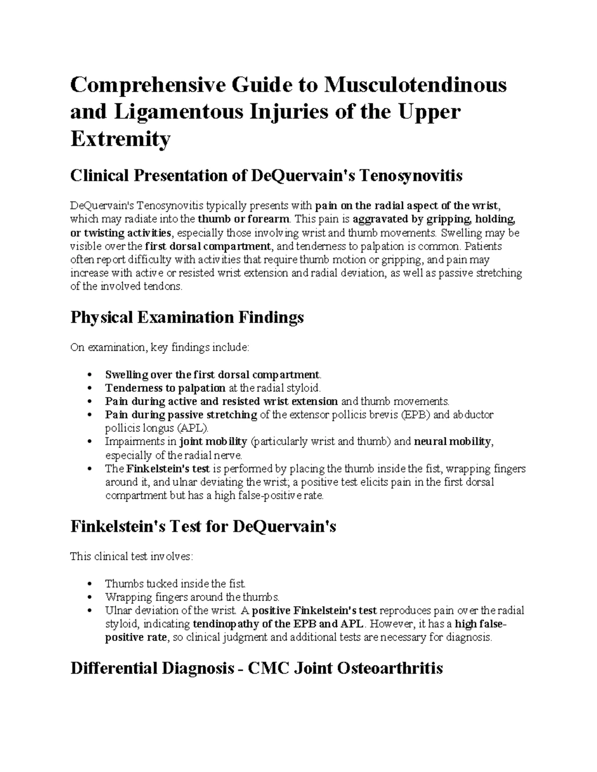 MSK IV - Exam 2 - Comprehensive Guide to Upper Limb Nerve Assessments ...