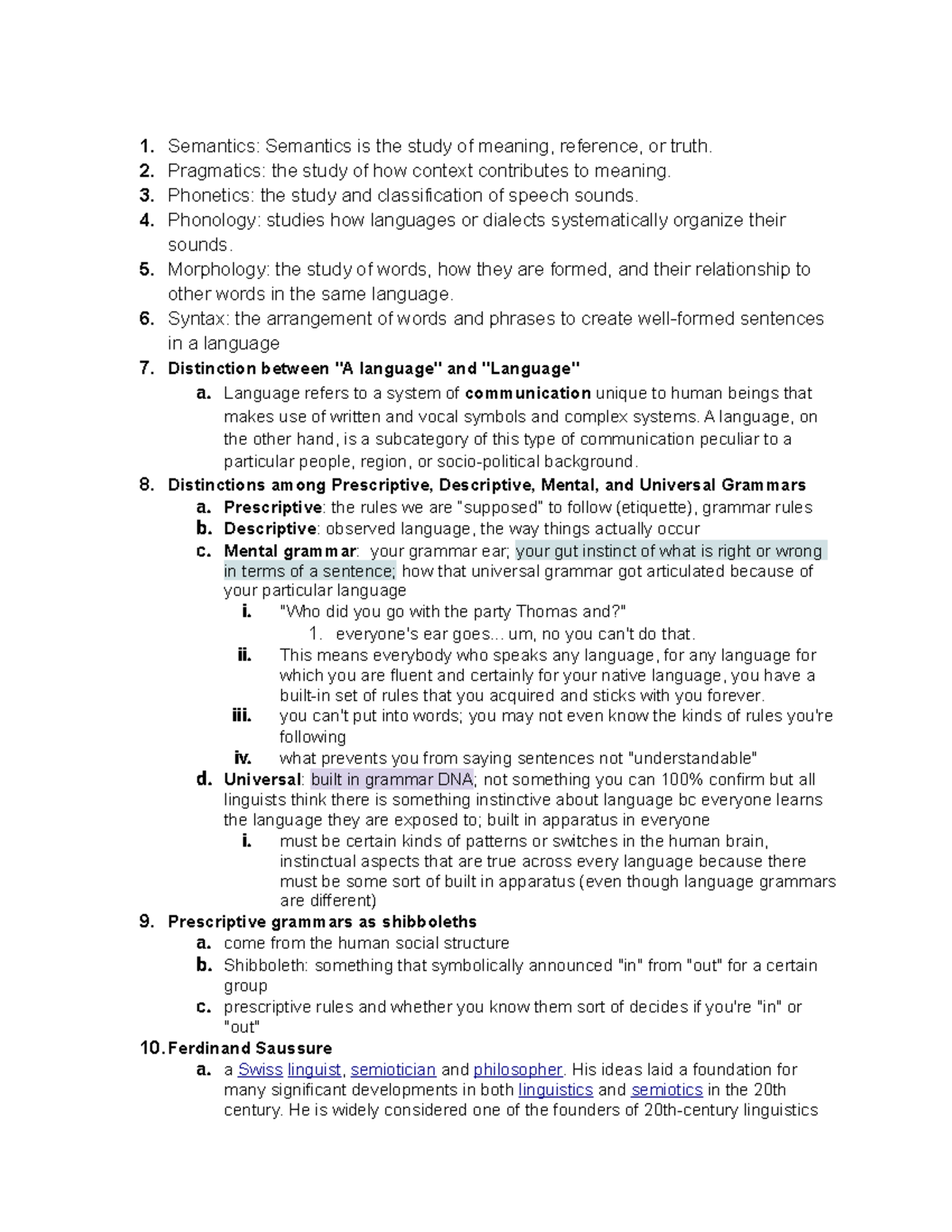 Linguistics 101 Midterm Study Guide: Key Concepts & Terminology - Studocu