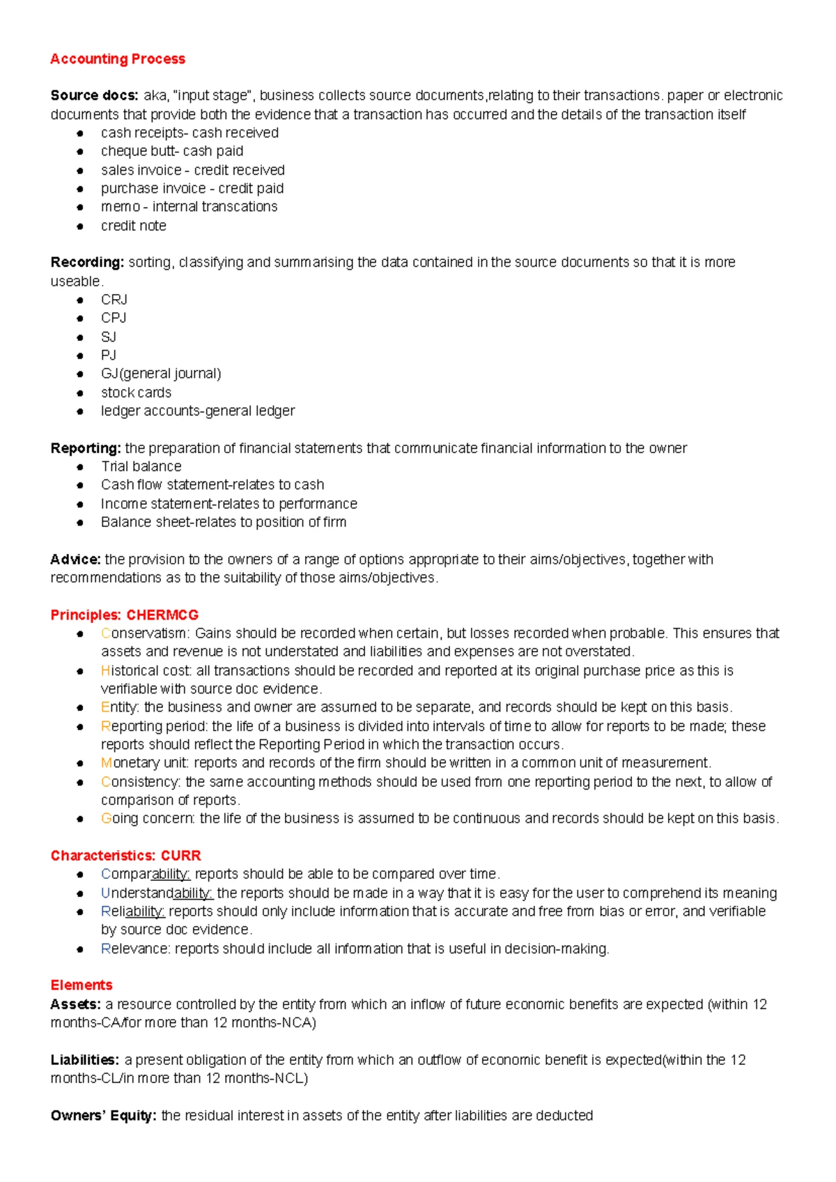 VCE Accounting Unit 3/4 Summary Notes and Key Concepts - Studocu