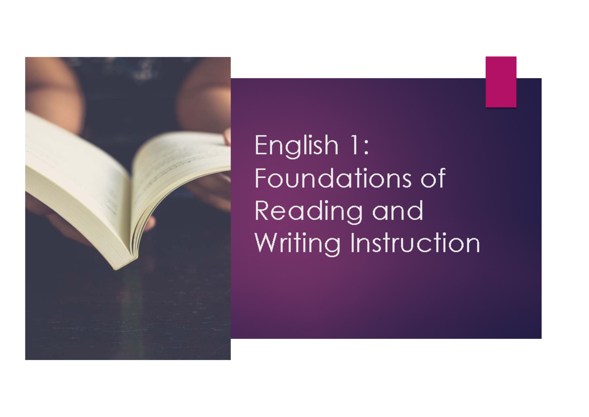 EDST2601 Lecture: Foundations of Reading & Writing Instruction - Studocu