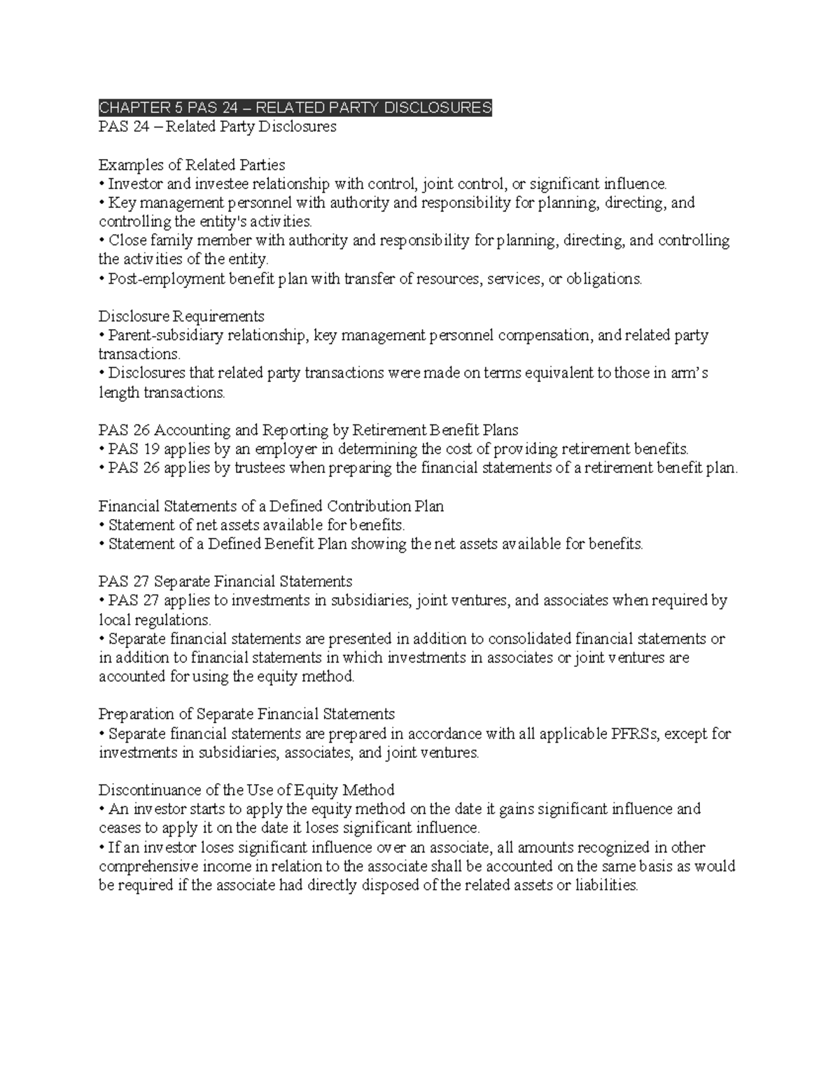 Chapter 5 CFAS - hfkjlkj - CHAPTER 5 PAS 24 – RELATED PARTY DISCLOSURES ...