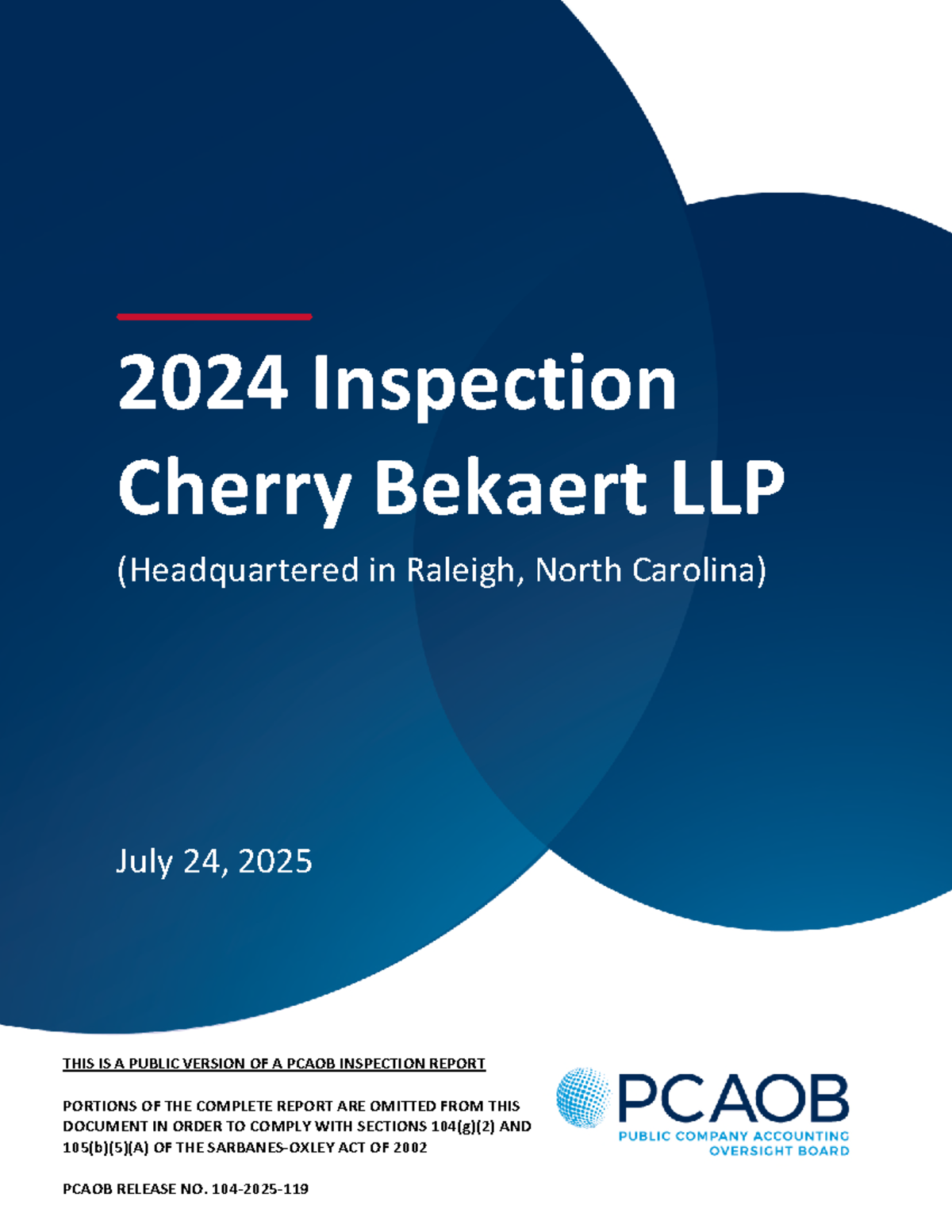 2024 PCAOB Inspection Report: Cherry Bekaert LLP Findings - Studocu