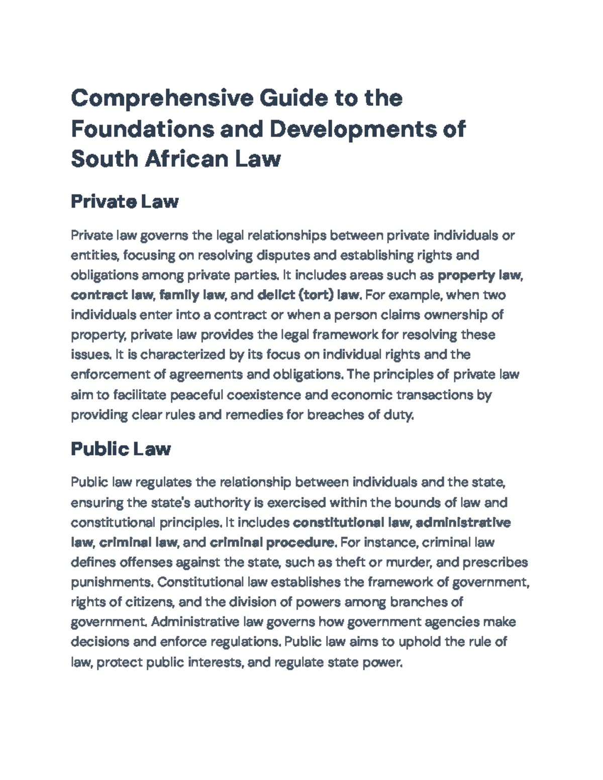Comprehensive Overview of South African Law Foundations and ...