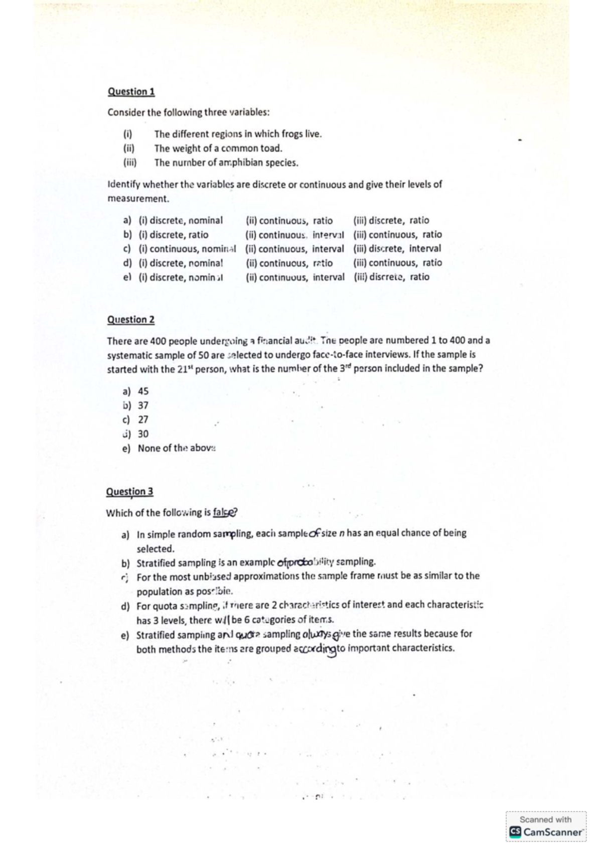 Test 1 Questions - Practice for Statistics Course (STAT101) - Studocu