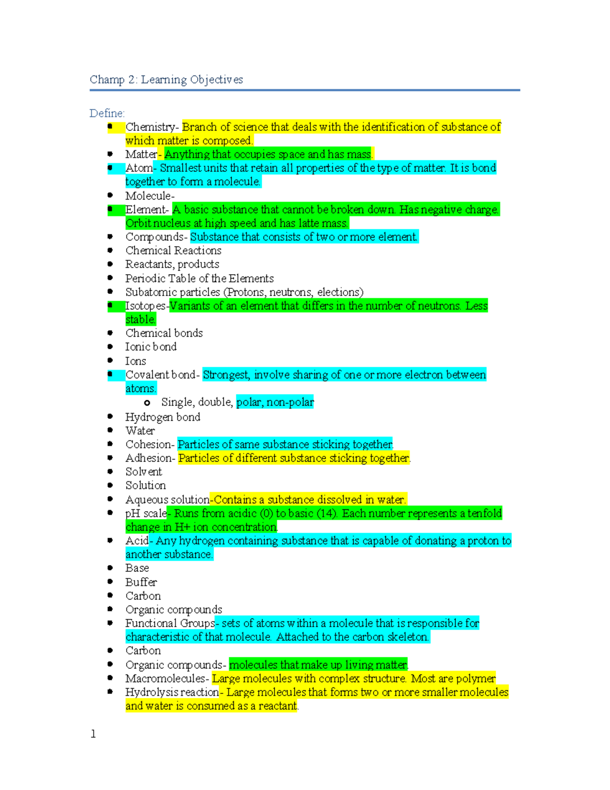 Ch. 2 Study Guide: Key Concepts in Microbiology 186 - Studocu