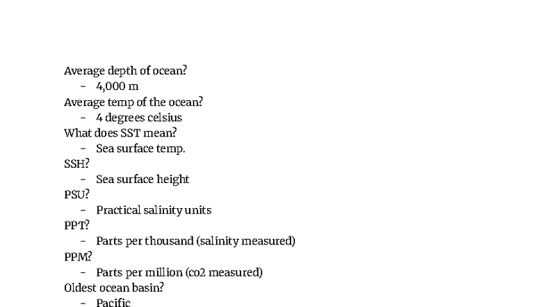 Oceanography Midterm Review: Key Concepts & Terminology - Studocu