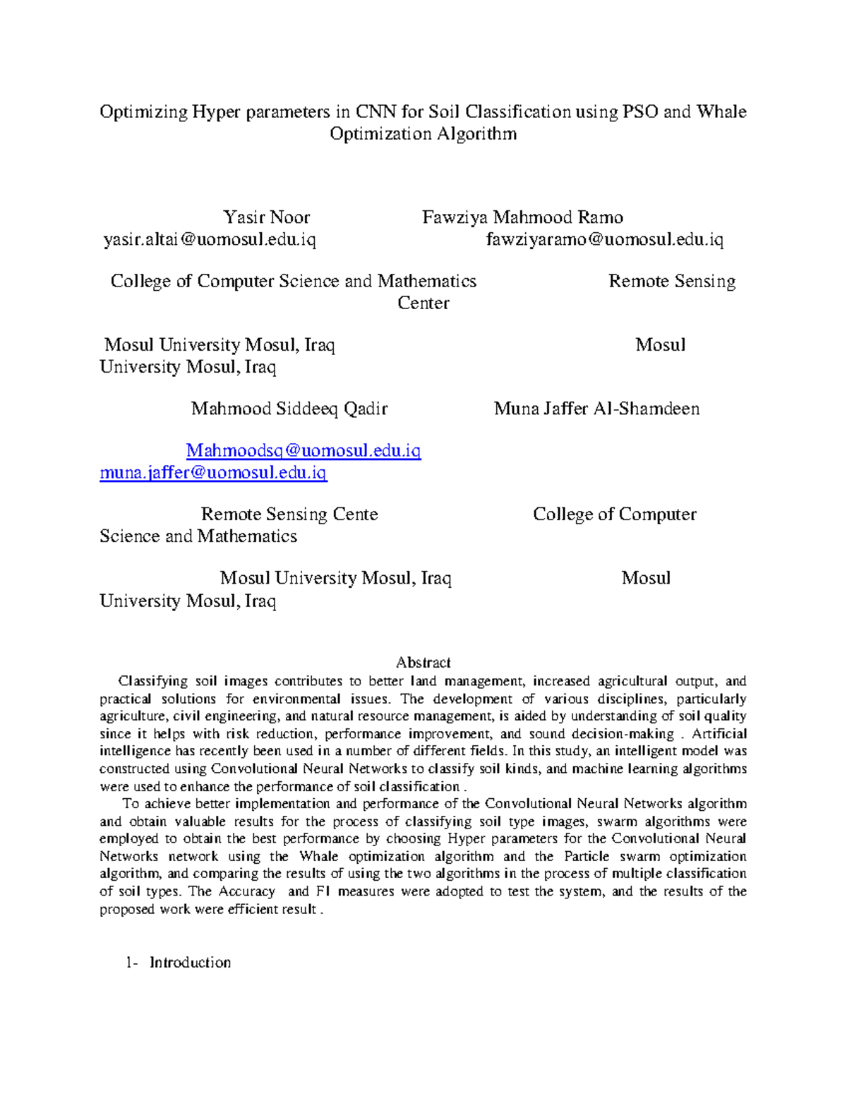 Optimizing CNN Hyperparameters for Soil Classification: WOA & PSO ...