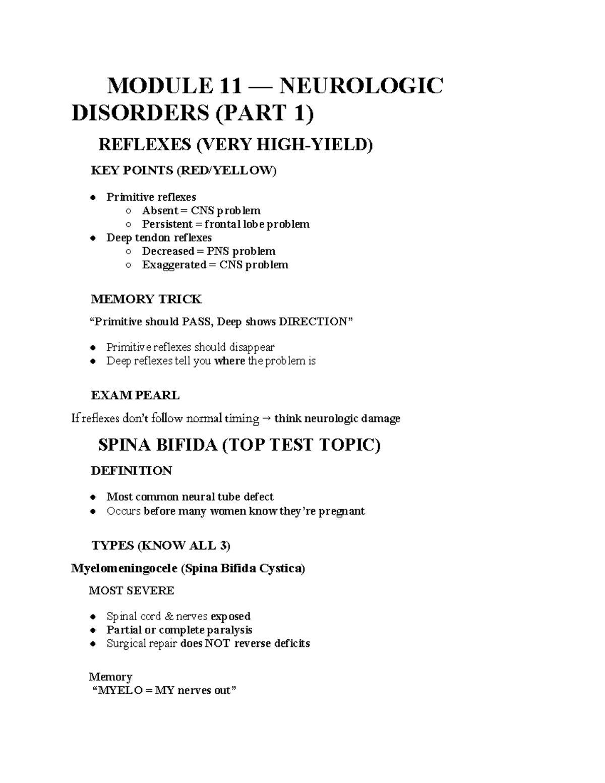 Module 11: Neurologic Disorders (Part 1) - Key Points & Exam Insights ...