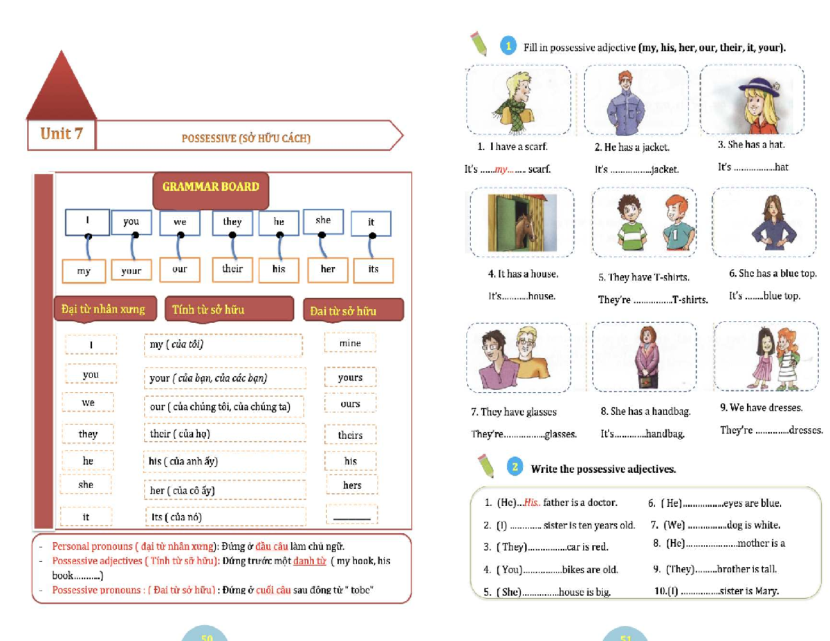 Unit 7: Exercises on Possessive Adjectives (15 Exercises) - Studocu