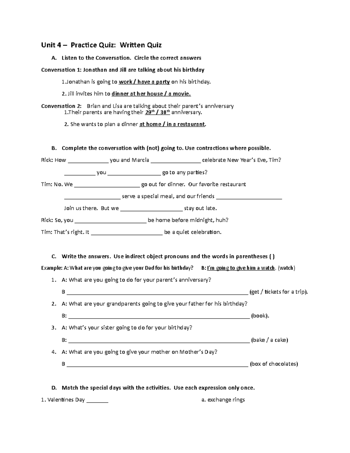 Quiz Unit 4 Final Practice And Oral Questions Studocu