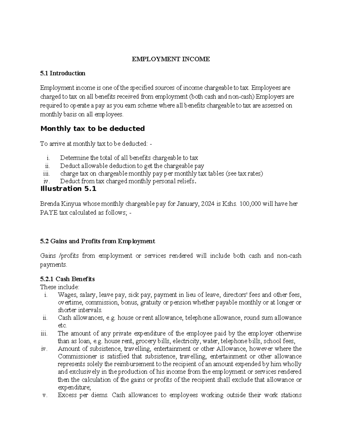 Taxation Notes on Employment Income (Course Code: EMP 101) - Studocu