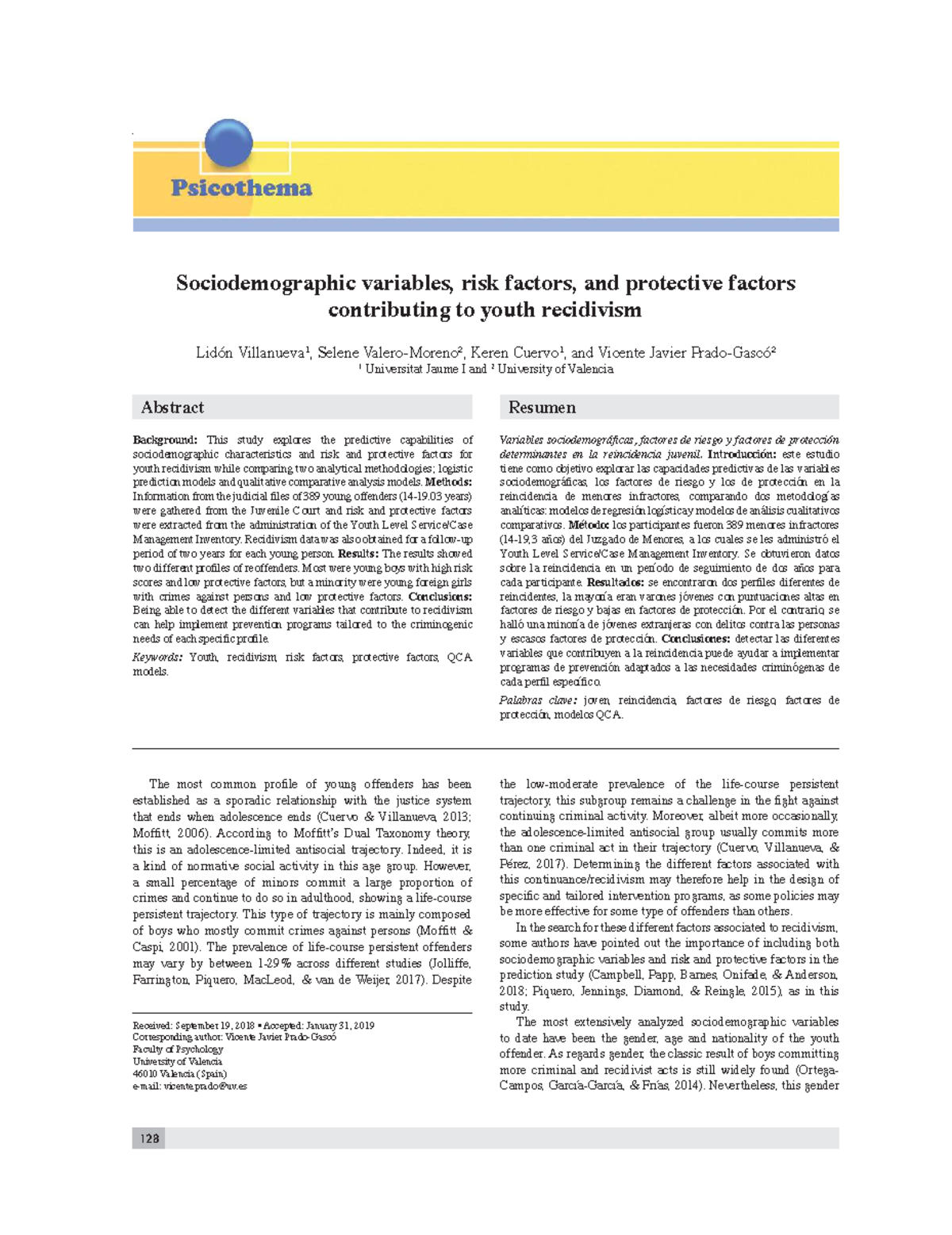 4524 - Sociodemographic & Risk Factors in Youth Recidivism Study - Studocu