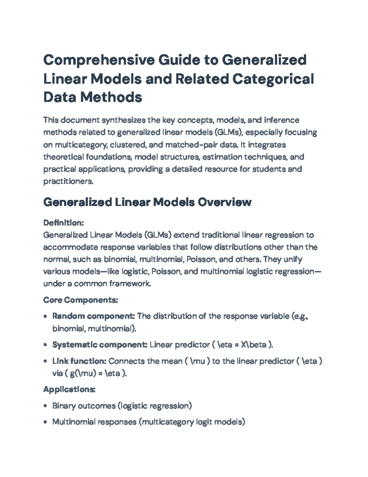 Comprehensive Guide to Generalized Linear Models (GLM) Methods and ...