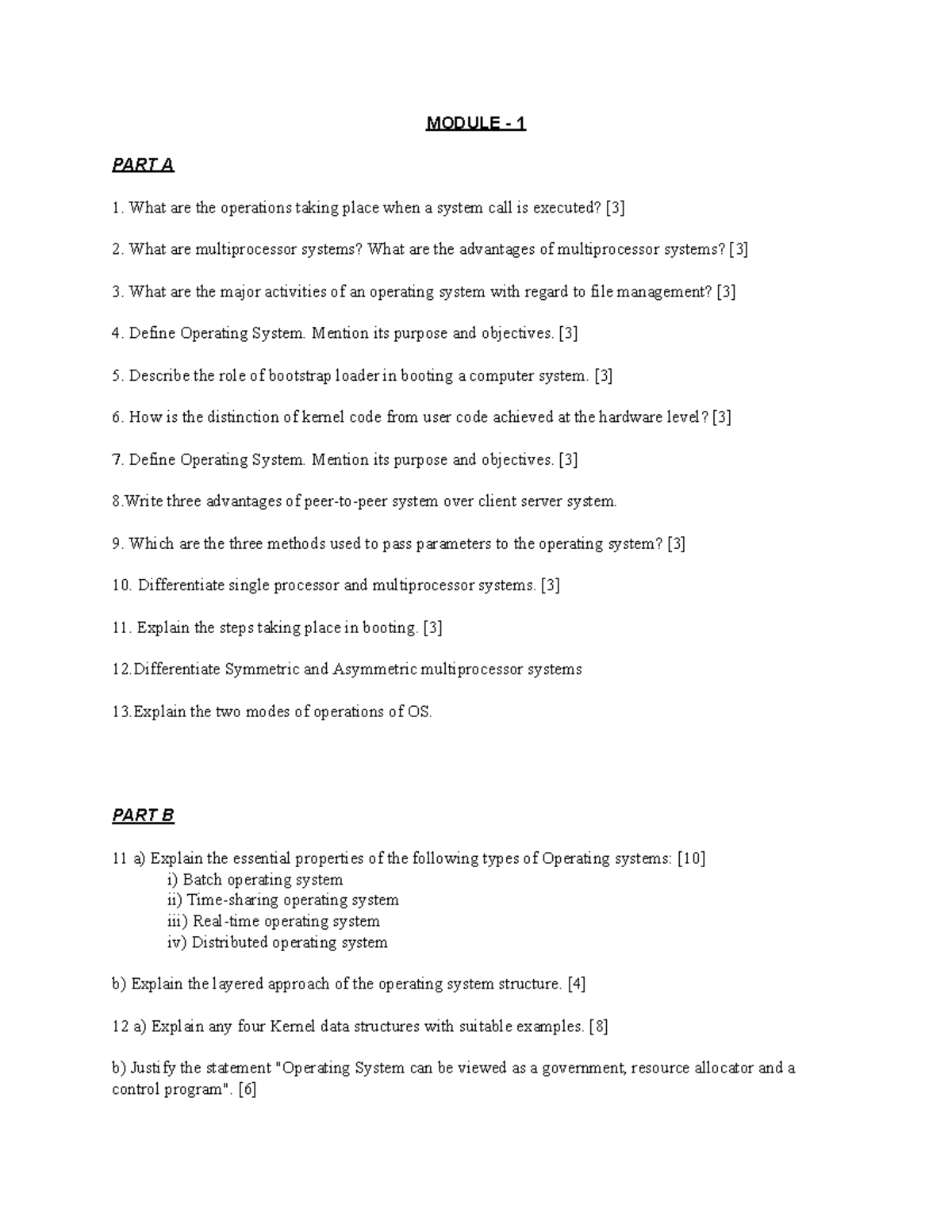 OS MODULE 1 UNIVERSITY QUESTIONS: Operating Systems Fundamentals - Studocu