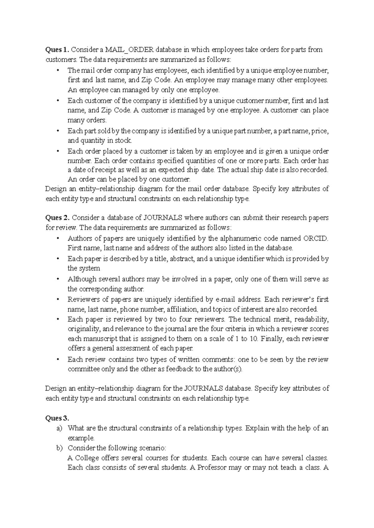 Practice Problems for DBMS SET: Database Design and Queries - Studocu