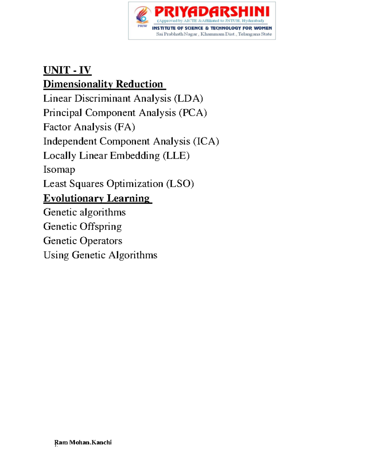ML-Unit IV: Dimensionality Reduction Techniques in Machine Learning ...