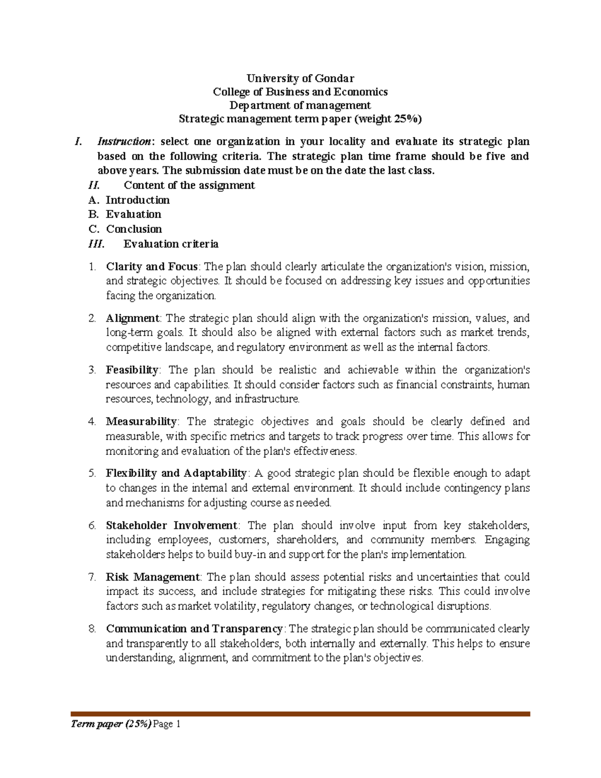 Term paper - Ert - University of Gondar College of Business and ...