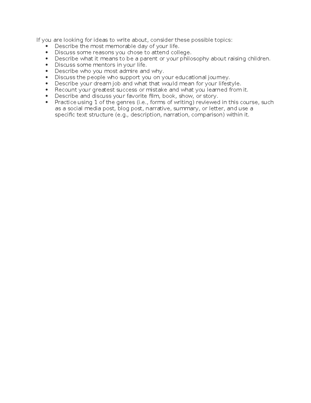 ENG-101 Weekly Journal Writing Ideas and Prompts - Studocu