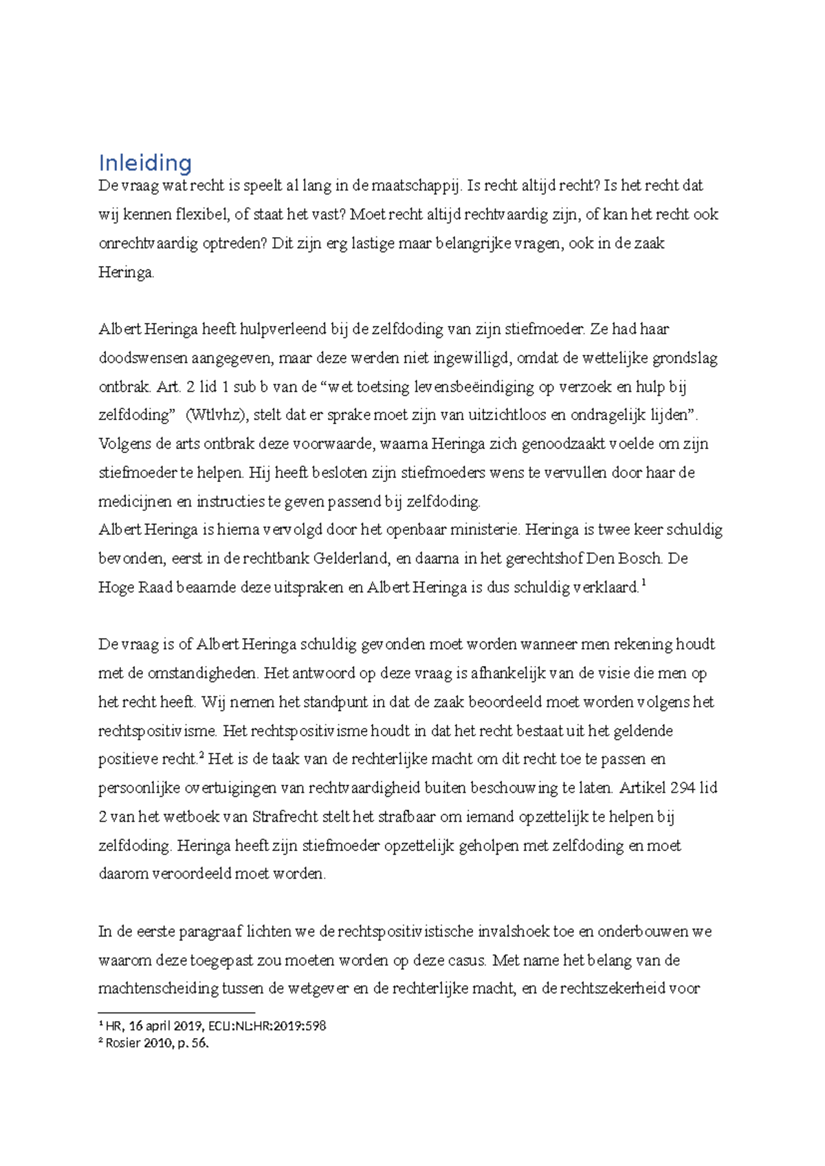 Hfb. Grondslagen van het Recht: De Zaak Heringa en Rechtspositivisme ...