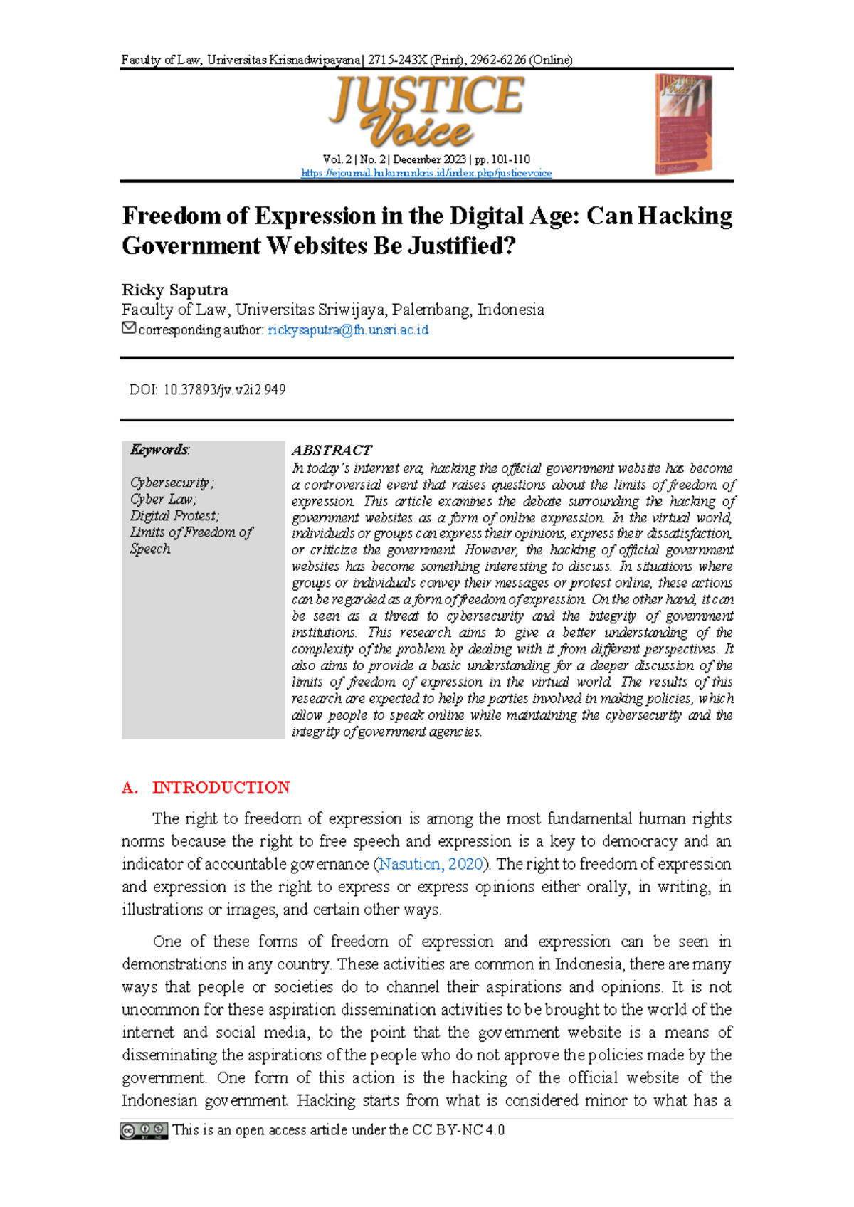 Freedom of Expression in the Digital Age: Hacking Government Sites ...