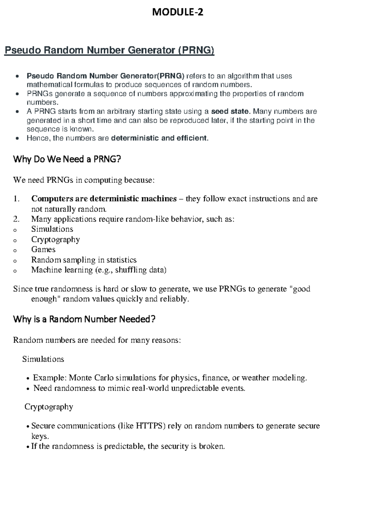 Module 2 Notes: Understanding Pseudo Random Number Generators (PRNG ...