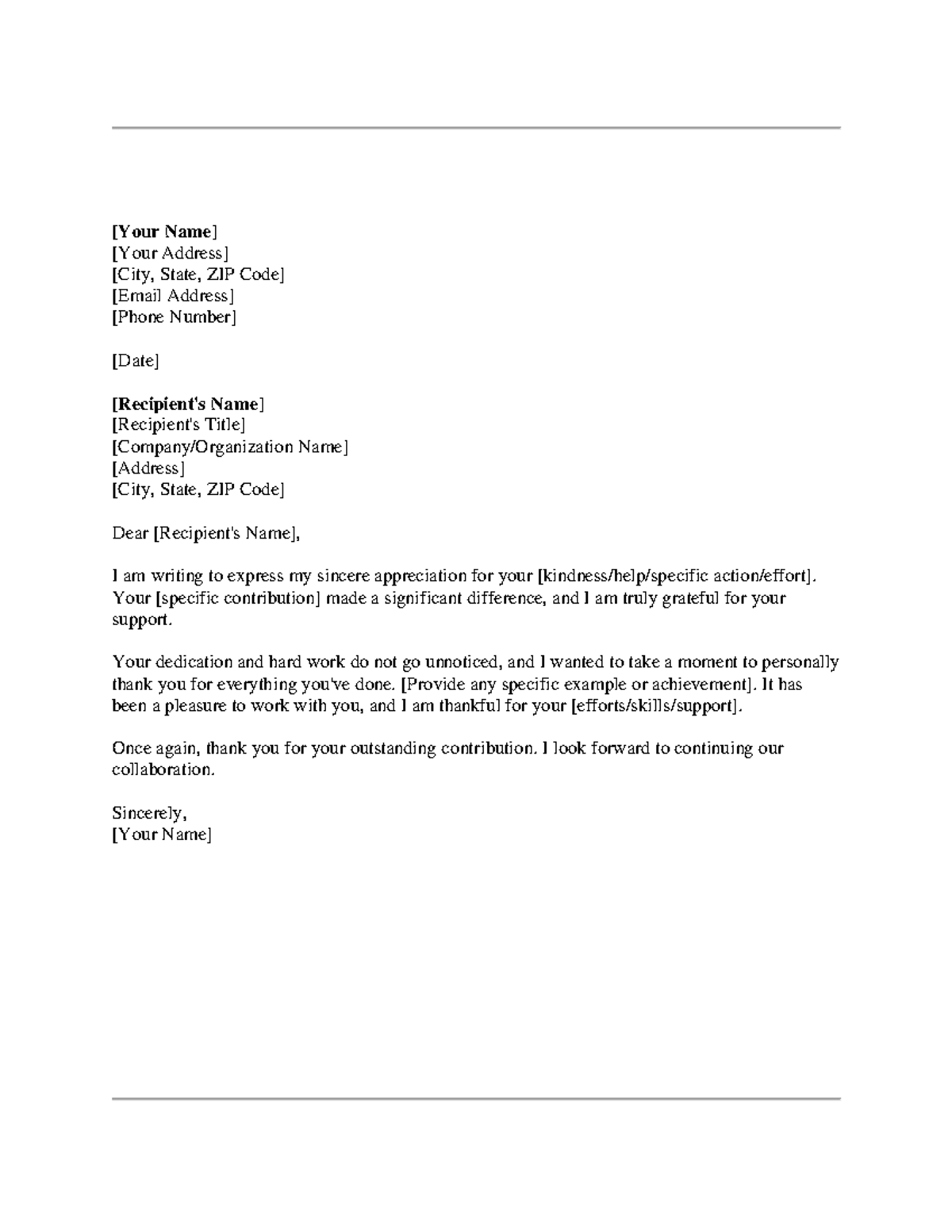 Letter of appreciation - [Your Name] [Your Address] [City, State, ZIP ...
