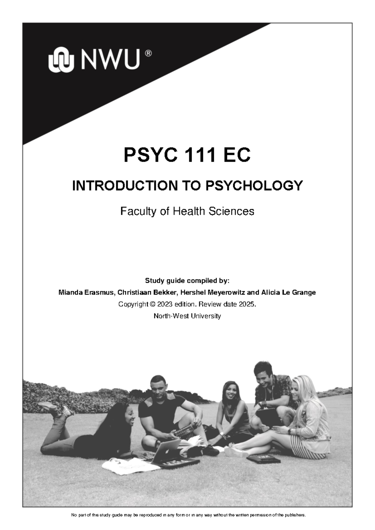 PSYC111+NWU+Study+Guide+ English 2023 - No part of this study guide may ...