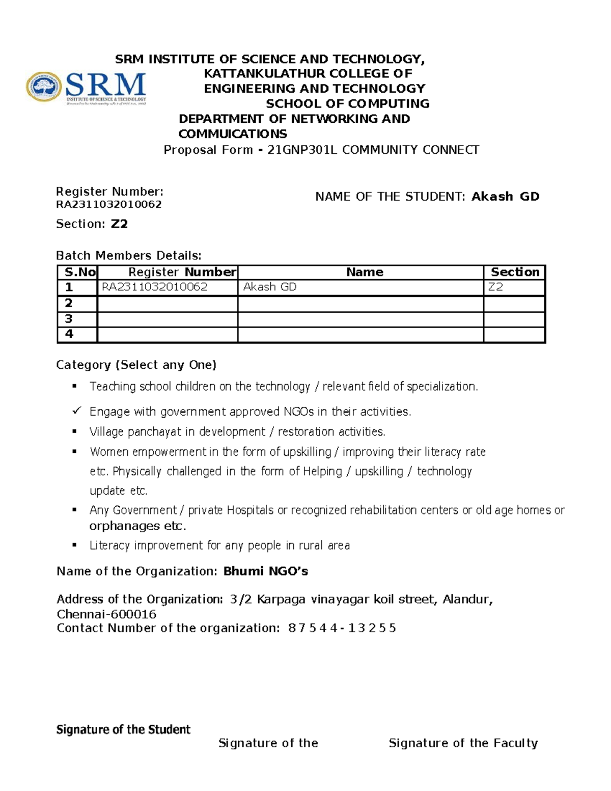 Proposal Form for Community Connect - 21GNP301L - Studocu